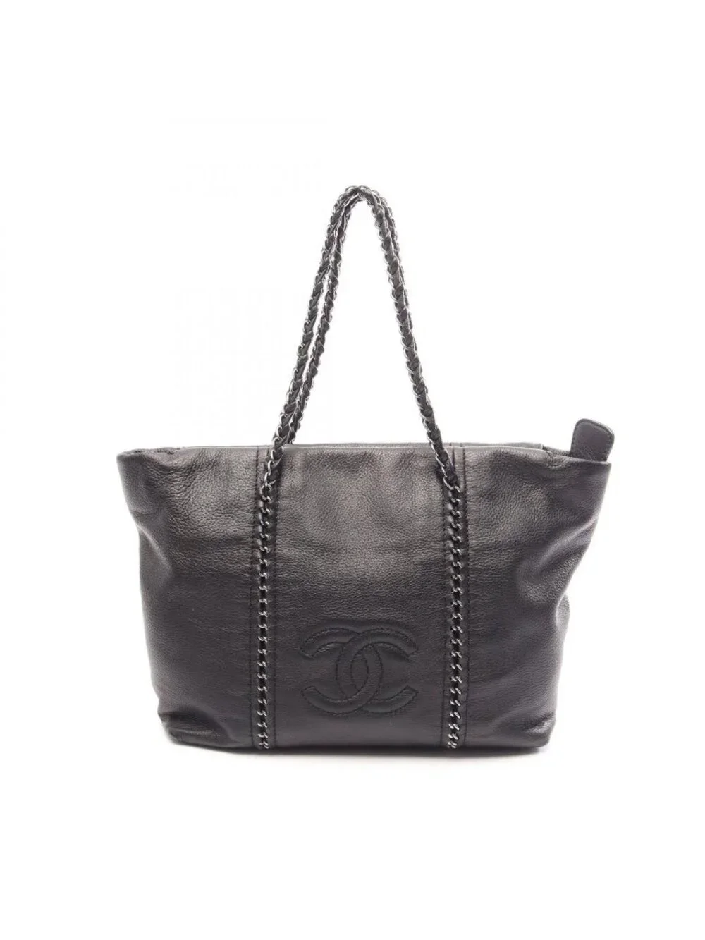 Chanel Tote CC Logo Black Leather Chain